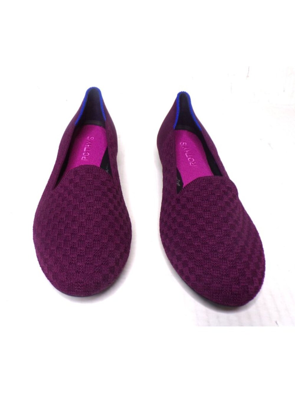 🆕ROTHY'S Almond Toe Quilted Lattice Loafer Shoe 8.5 Berry Burgundy Plum - Picture 4 of 8